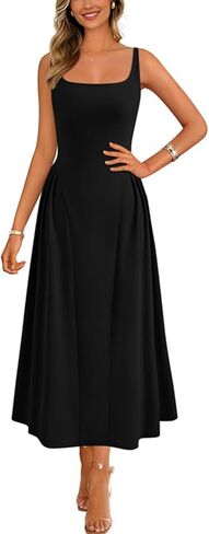 PRETTYGARDEN Solid Color Sleeveless Summer Dresses for Women 2025 Elegant Scoop Neck Cocktail Dress Semi Formal Midi Dress in Saudi Arabia