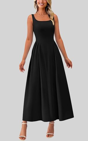 PRETTYGARDEN Solid Color Sleeveless Summer Dresses for Women 2025 Elegant Scoop Neck Cocktail Dress Semi Formal Midi Dress in Saudi Arabia