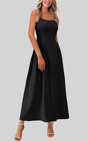 PRETTYGARDEN Solid Color Sleeveless Summer Dresses for Women 2025 Elegant Scoop Neck Cocktail Dress Semi Formal Midi Dress in Saudi Arabia