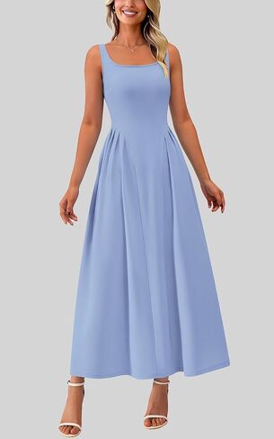 PRETTYGARDEN Solid Color Sleeveless Summer Dresses for Women 2025 Elegant Scoop Neck Cocktail Dress Semi Formal Midi Dress in Saudi Arabia