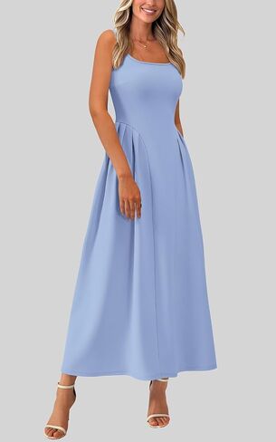 PRETTYGARDEN Solid Color Sleeveless Summer Dresses for Women 2025 Elegant Scoop Neck Cocktail Dress Semi Formal Midi Dress in Saudi Arabia