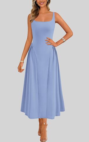 PRETTYGARDEN Solid Color Sleeveless Summer Dresses for Women 2025 Elegant Scoop Neck Cocktail Dress Semi Formal Midi Dress in Saudi Arabia