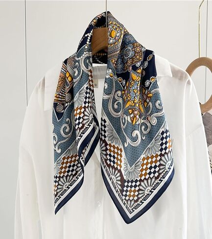 100 ٪ Mulberry Silk Scarf 25 × 25 بوصة - وشاح مربع مربع رقمي مطبوع للنساء ، مع عبوات الهدايا in Kuwait