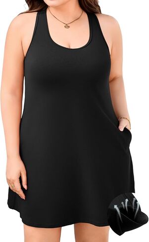 V FOR CITY Plus Size Summer Dresses with Built in Bra Pockets Beach Sundress Casual Sleeveless Scoop Neck Tank Dress 1X-4X in Saudi Arabia