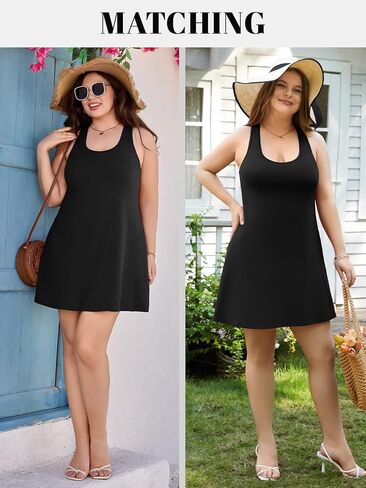 V FOR CITY Plus Size Summer Dresses with Built in Bra Pockets Beach Sundress Casual Sleeveless Scoop Neck Tank Dress 1X-4X in Saudi Arabia