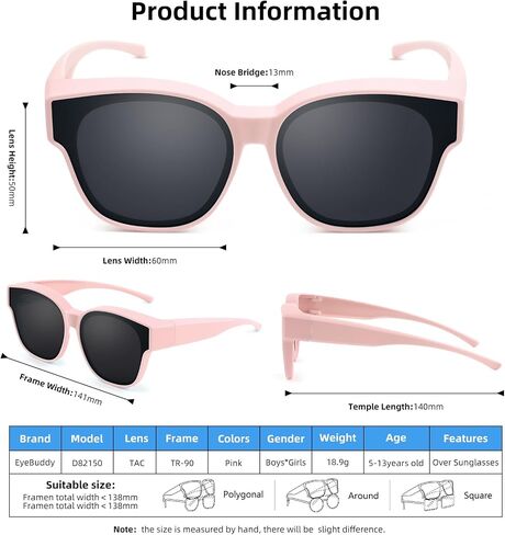 EYEBUDDY Fit Over Glasses Sunglasses for Kids Polarized Sunglasses:fitover sunglasses boys girls in Saudi Arabia