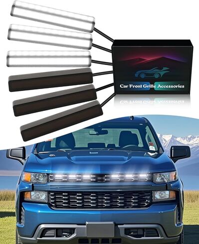 6Pcs LED Grill Lights for 2019-2024 2025 Chevrolet Silverado Raptor Grille Lights Silverado 1500 2500 3500 Accessories Front Grille Trims (Yellow) in Kuwait