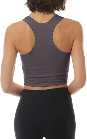 MixMatchy Women's Workout Crop Tank Tops Racerback Running Yoga Tanks Cotton Sleeveless Gym Shirts 3 Pack in Saudi Arabia