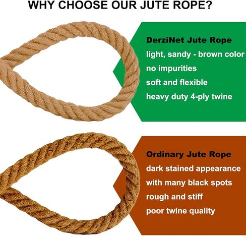 Natural Jute Rope - 3/4 Inch × 25 Feet - Twisted Manila Thick Hemp Rope for Crafts, Hammock, Nautical, Decorating in Saudi Arabia