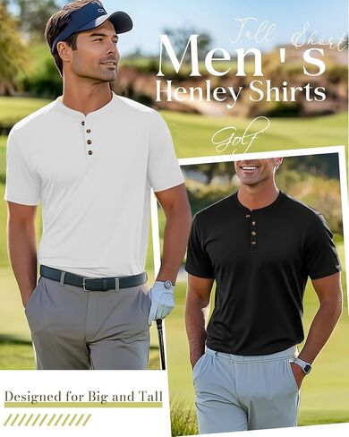 Riyiper 3 Pack Men's Big and Tall Henley T-Shirts Short Sleeve Cotton Plus Size Tees Loose Fit Plus Size Oversized Basic Tops in Saudi Arabia