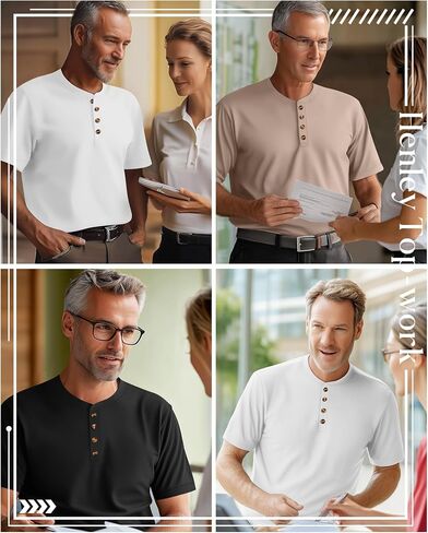 Riyiper 3 Pack Men's Big and Tall Henley T-Shirts Short Sleeve Cotton Plus Size Tees Loose Fit Plus Size Oversized Basic Tops in Saudi Arabia