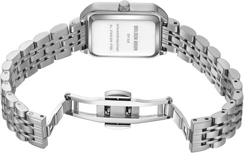 GOLDEN HOUR Women's Rectangular Quartz Watch, Gold Tone Stainless Steel Band in Kuwait