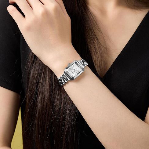 GOLDEN HOUR Women's Rectangular Quartz Watch, Gold Tone Stainless Steel Band in Kuwait