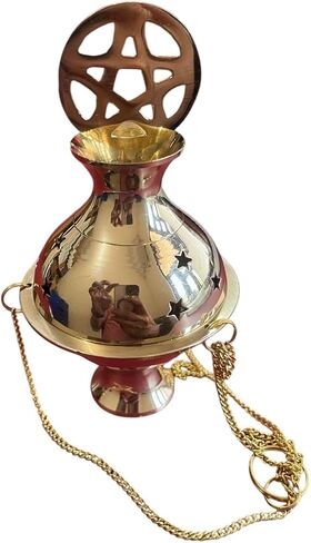Indian Consigners Brass Altar Incense Charcoal Burner Holder with Chain (Cross) in Saudi Arabia