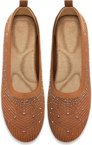 Almusen Ballets Flats for Women Dressy: Comfortable Soft Knit Work Flats Glitter Rhinestone Round Toe Casual Shoes for Office Wedding in Saudi Arabia