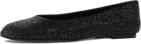 Flats for Women Rhinestone Square Toe Glitter Sparkly Comfortable Dress Bridal Ladies Wedding Shoes in Saudi Arabia