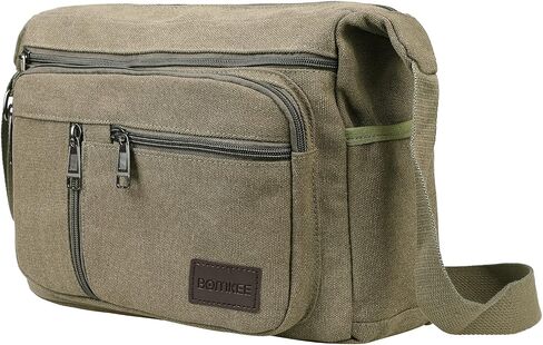 BOMKEE Canvas Messenger Bag for Men, Travel Satchel Crossbody Bag Vintage Shoulder Sling Working Bag with Water Bottle Holder in Saudi Arabia