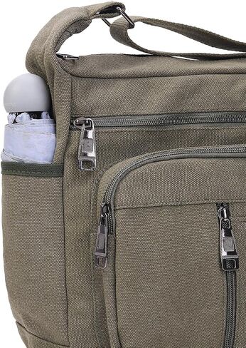 BOMKEE Canvas Messenger Bag for Men, Travel Satchel Crossbody Bag Vintage Shoulder Sling Working Bag with Water Bottle Holder in Saudi Arabia