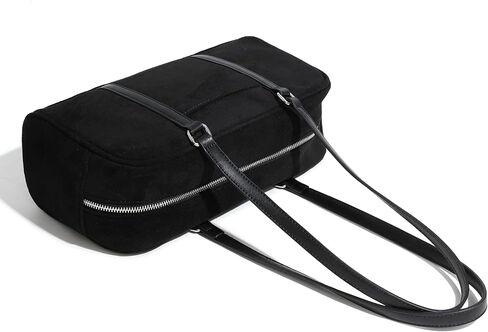 Women's Faux Suede Boston Bowler East West Le Teckel Satchel Swing Shoulder Bag in Saudi Arabia