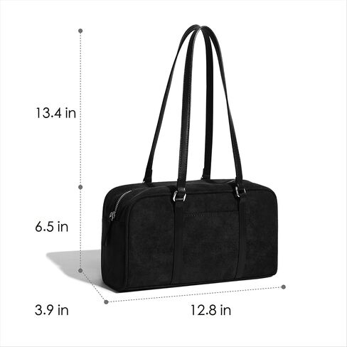 Women's Faux Suede Boston Bowler East West Le Teckel Satchel Swing Shoulder Bag in Saudi Arabia