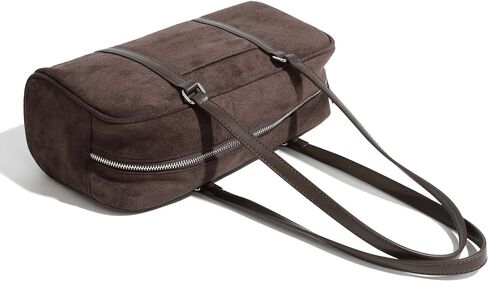 Women's Faux Suede Boston Bowler East West Le Teckel Satchel Swing Shoulder Bag in Saudi Arabia