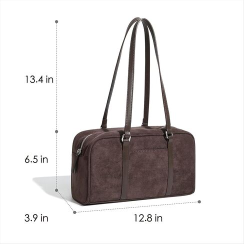 Women's Faux Suede Boston Bowler East West Le Teckel Satchel Swing Shoulder Bag in Saudi Arabia