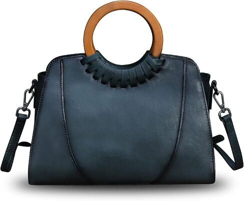 Genuine Leather Top Handle Handbag Purse for Women Satchel Retro Cowhide Handmade Crossbody Shoulder Bags in Saudi Arabia