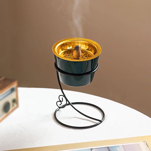 Incense Cone Holder, Ceramic & Iron Ash Catcher Burner for Modern Home Decor, Yoga Meditation Zen Spiritual Gifts​. (Green) in Saudi Arabia