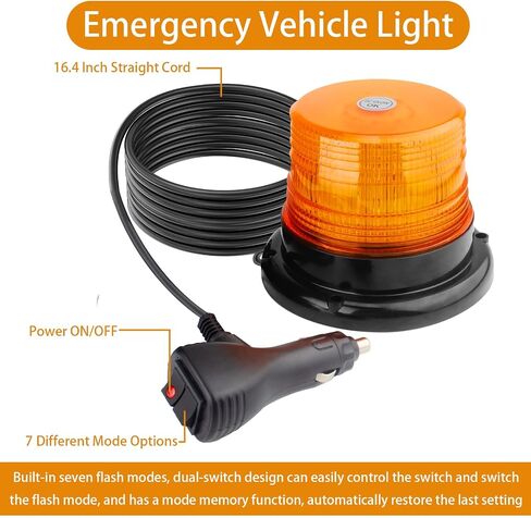 Led Strobe Light, 40 LED Amber Warning Safety Flashing Strobe Lights, 12V-24V LED Beacon Lights with Magnetic and 16 ft Straight Cord, for Forklift Trucks, Clearance Vehicles, Transportation Vehicles in Saudi Arabia