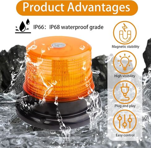 Led Strobe Light, 40 LED Amber Warning Safety Flashing Strobe Lights, 12V-24V LED Beacon Lights with Magnetic and 16 ft Straight Cord, for Forklift Trucks, Clearance Vehicles, Transportation Vehicles in Saudi Arabia