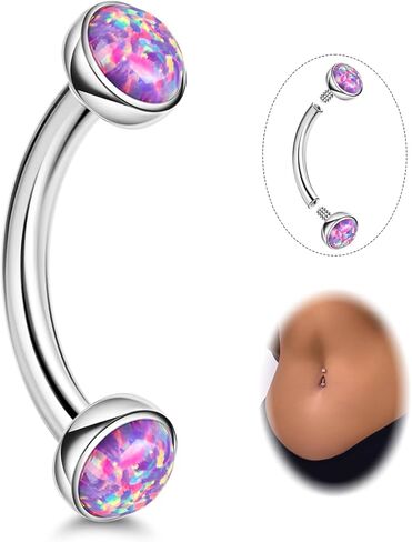 14G G23 Titanium Opal Belly Butly Rings للنساء حلقة بطن صغيرة داخليًا in Kuwait