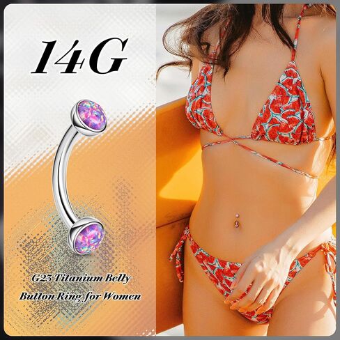 14G G23 Titanium Opal Belly Butly Rings للنساء حلقة بطن صغيرة داخليًا in Kuwait