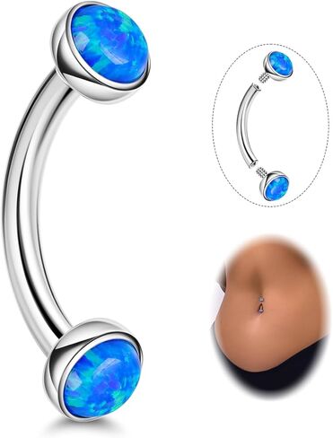 14G G23 Titanium Opal Belly Butly Rings للنساء حلقة بطن صغيرة داخليًا in Kuwait