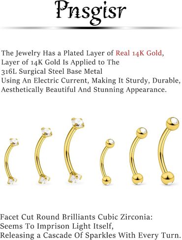 16g 6/8/10 مم/حاجب الذهب/الذهب/روك/tragus/snug/العمودي labret/لسان/ثعبان عيون/مضاد تراغر/daith/bell-button/bridge/surface مجوهرات barcing percing للنساء الرجال in Kuwait