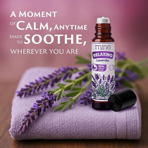 Mine Lavender Roll On Essential Oil - 100% Pure Natural Oil for Skin, Lavender Gifts for Women, Mom, Wife, Girlfriend, Sister, Mother's Day Gift in Kuwait