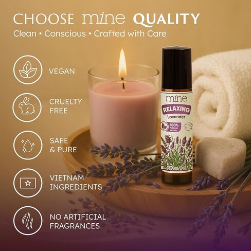 Mine Lavender Roll On Essential Oil - 100% Pure Natural Oil for Skin, Lavender Gifts for Women, Mom, Wife, Girlfriend, Sister, Mother's Day Gift in Kuwait