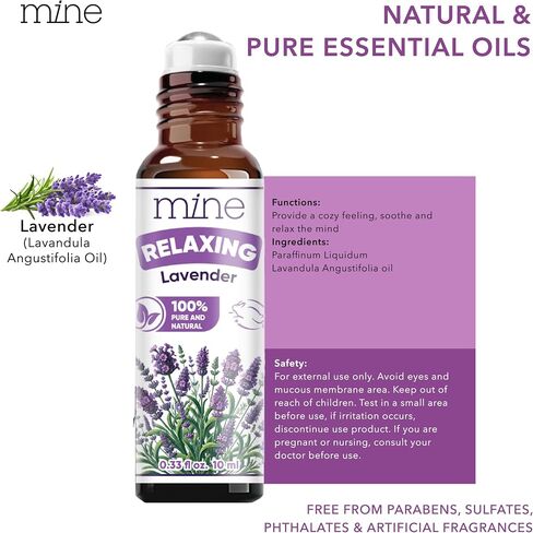 Mine Lavender Roll On Essential Oil - 100% Pure Natural Oil for Skin, Lavender Gifts for Women, Mom, Wife, Girlfriend, Sister, Mother's Day Gift in Kuwait