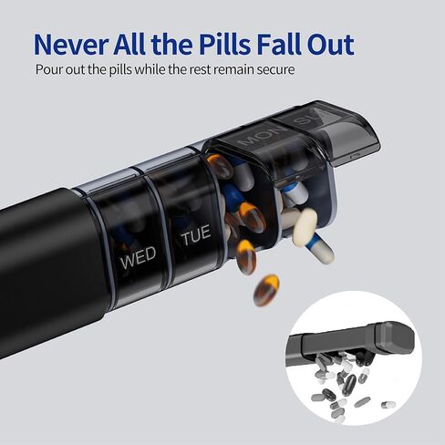 منظم حبوب منع الحمل الأسبوعي ، علبة الألومنيوم لمدة 7 أيام مع تصميم منبثقة ، ودية التهاب المفاصل ، وسعة كبيرة لمكملات الفيتامينات والأدوية ، خالية من BPA (رمادي) in Kuwait