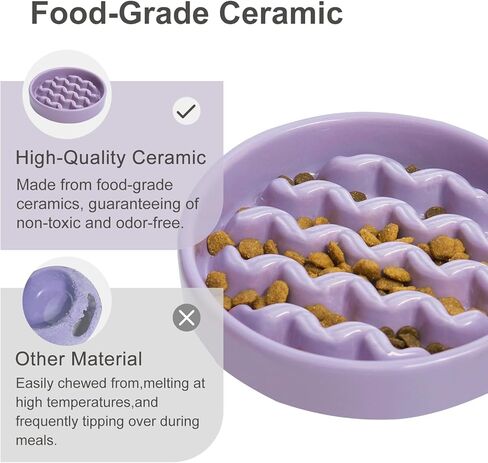 أطباق الكلب المغذية البطيئة، حامل مرتفع، سلالة صغيرة متوسطة الحجم، أكل الكلب البطيء، وعاء تغذية بطيء من السيراميك، وعاء تغذية بطيء للجرو من أجل أكل سريع، وعاء طعام للكلاب (وعاء مرتفع 19-38 أونصة) in Kuwait