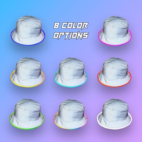 House Of Rave Light Up Reflective Bucket Hat - Rainbow Mode LED Bucket Hat - Fluorescent Hat - Bucket Hat for Men, Women in Saudi Arabia