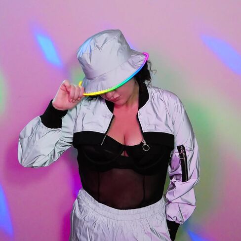 House Of Rave Light Up Reflective Bucket Hat - Rainbow Mode LED Bucket Hat - Fluorescent Hat - Bucket Hat for Men, Women in Saudi Arabia