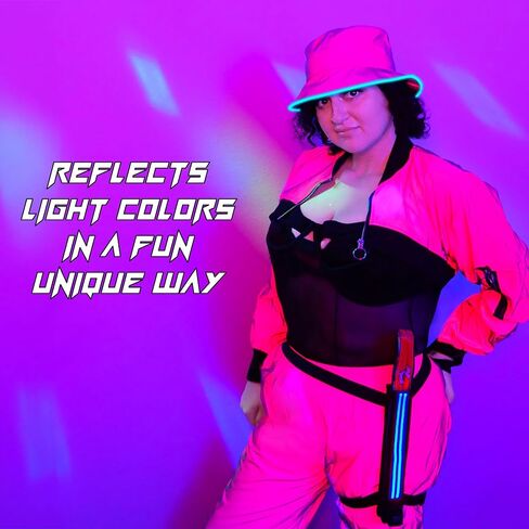House Of Rave Light Up Reflective Bucket Hat - Rainbow Mode LED Bucket Hat - Fluorescent Hat - Bucket Hat for Men, Women in Saudi Arabia