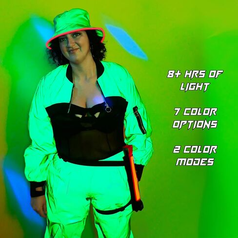 House Of Rave Light Up Reflective Bucket Hat - Rainbow Mode LED Bucket Hat - Fluorescent Hat - Bucket Hat for Men, Women in Saudi Arabia