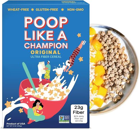 Poop Like A Champion Ultra High Fiber Cereal - Non GMO - Fiber Supplement - Corn Bran | Breakfast Essentials with Soluble Fiber, Insoluble Fiber & Psyllium Husk Powder in Kuwait
