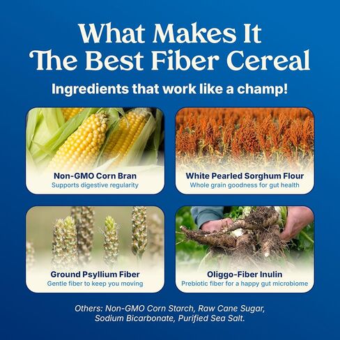 Poop Like A Champion Ultra High Fiber Cereal - Non GMO - Fiber Supplement - Corn Bran | Breakfast Essentials with Soluble Fiber, Insoluble Fiber & Psyllium Husk Powder in Kuwait