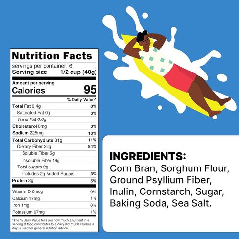 Poop Like A Champion Ultra High Fiber Cereal - Non GMO - Fiber Supplement - Corn Bran | Breakfast Essentials with Soluble Fiber, Insoluble Fiber & Psyllium Husk Powder in Kuwait