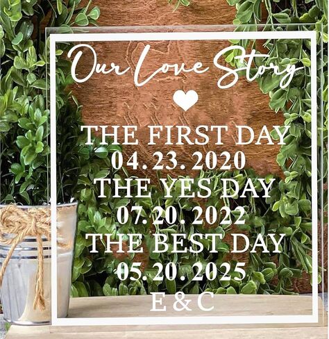 Wedding Sign Decals Wedding Party Decoration Stickers Date Personalized Selfie Mirror Sticker for Wedding Entry Display DIY Anniversaries Wedding Sign Decals for Bride Shower Engagement Supply(White) in Kuwait