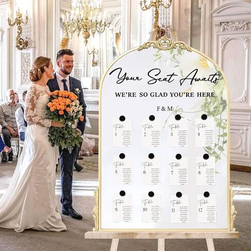 Wedding Sign Decals Wedding Party Decoration Stickers Date Personalized Selfie Mirror Sticker for Wedding Entry Display DIY Anniversaries Wedding Sign Decals for Bride Shower Engagement Supply(White) in Kuwait