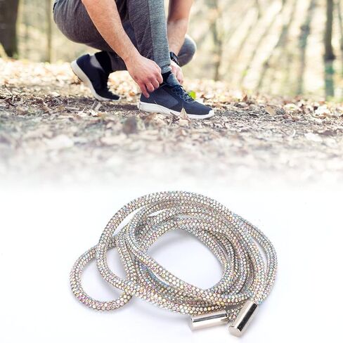 Rope Laces, 1Pcs Shoe Laces, 6mm Shoe Lace Accessories Glass Shiny Round Cords Rope Lace with Metal Tip String for Clothes Shoe Replacement Assembly Decor 0.2in (AB Color) in Kuwait