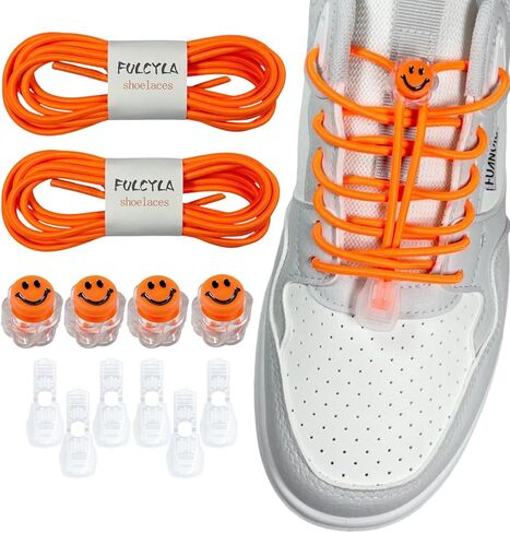 2 Pairs Smiley Face No Tie Shoelaces Adjustable Tieless Elastic Shoe Laces for Sneakers Boots Adults Kids in Saudi Arabia